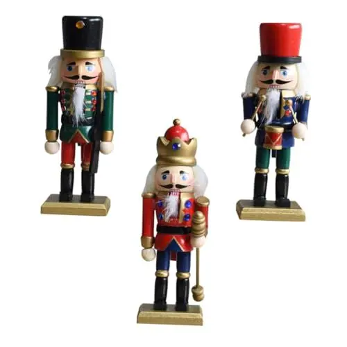 Produktbild: IMIKEYA 3St Nussbaumpuppe Weihnachten Schlafzimmer Dekoration weihnachtsmotiv Nussknacker-Puppe weihnachtliches Nussbaumdekor Spielzeuge Christbaumschmuck Desktop- Puppen- Bambus