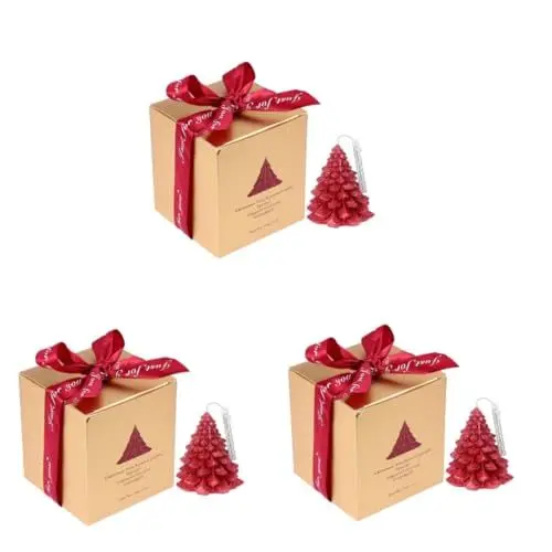 Produktbild: IMIKEYA 3 STK Weihnachtsbaumkerzen Weihnachts präsente Candles Aromakerze weihnachtliche Duftkerze Wohnzimmerdekor handgefertigte Wachskerze -Wachs-Material rot