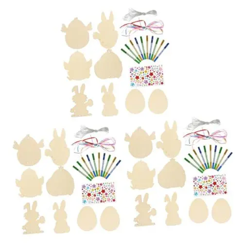 Produktbild: IMIKEYA 3 Sets Hölzernes Windspiel Ostern DIY Windspiel Set Windspiel Herstellungsmaterialien Windspiel Ornament Windglocke Windspiele Windspiel DIY Set Zum