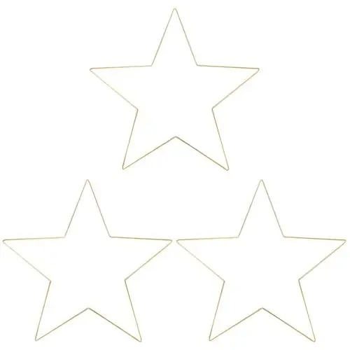 Produktbild: IMIKEYA 3 Stück Metallring Stern Gold, 30cm Metallrahmen Stern Makramee Metallringe zum Basteln, Metallringe Kranz Deko Metallsterne zum Basteln Hochzeit Aufhängen Fenster Weihnachtsdeko