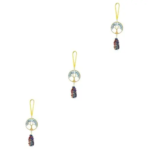 Produktbild: IMIKEYA 3st Baum des Lebens Anhänger Lampenanhänger Echte Eicheln Kronleuchterlicht Wandaufhänger Chakra-perlen Lampenornamente Hängende Ornamente Für Fensterautos Schmücken Blue Kristall