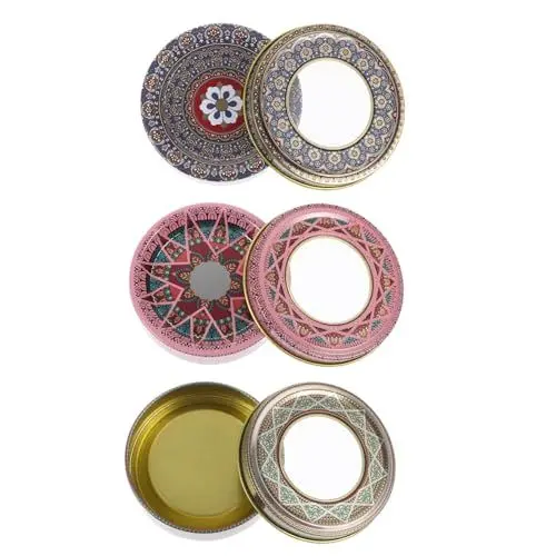 Produktbild: IMIKEYA 3st Safran-blechdose Bonbondose Aus Metall Runde Leere Dosen Glas Zum Basteln Von Schmuck Teedosen Im Glas Blechdosen Geschenkboxen Tragbar Reisen Papier Lagertank