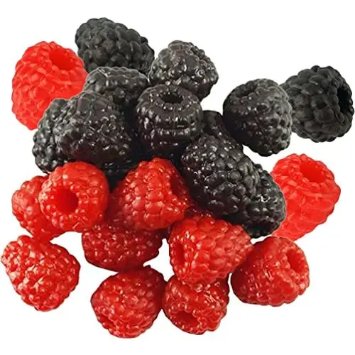 Produktbild: IMIKEYA 40st Künstliche Himbeeren: künstliche Obst Deko realistische Rot Schwarze Himbeere Kunstobst Deko lebensecht Früchte Requisiten für Wohnkultur Party Fotoshooting