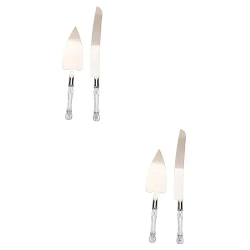 Produktbild: IMIKEYA 4 Sätze Cremespatel Hochzeitstortenmesser Pizzaschaufel Servierbesteck Aus Edelstahl Hochzeitstorte Ausstecher Tortengebäck Server Bausatz Messer-kit Kuchen Acryl Goldenes Messer