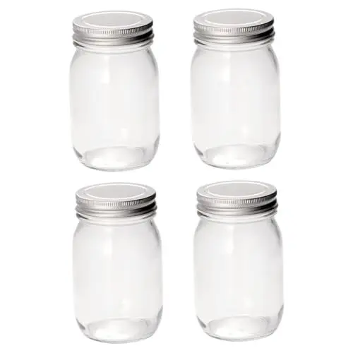 Produktbild: IMIKEYA 4 Stück Marmeladenglas Müslispender Klares Einmachglas Luftdichte Lebensmitteldosen Für Lebensmittel Marmelade Kann Glasflasche Einmachgläser Silver
