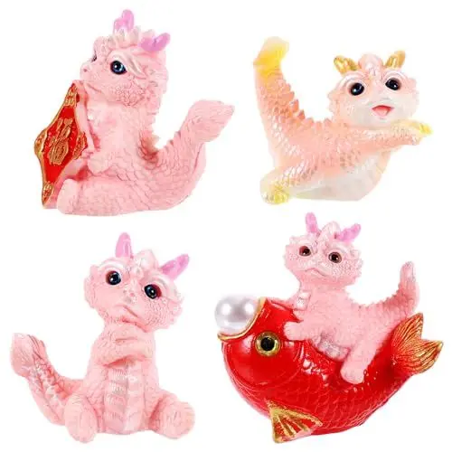 Produktbild: IMIKEYA 4 Stück Mini Drachen Deko, Drachen Figuren Klein Chinesische Neujahrs Deko Drachenfigur Statue Feng Shui Mini Drachen Figur für Glück Erfolg Auto Ornamente Tisch Deko