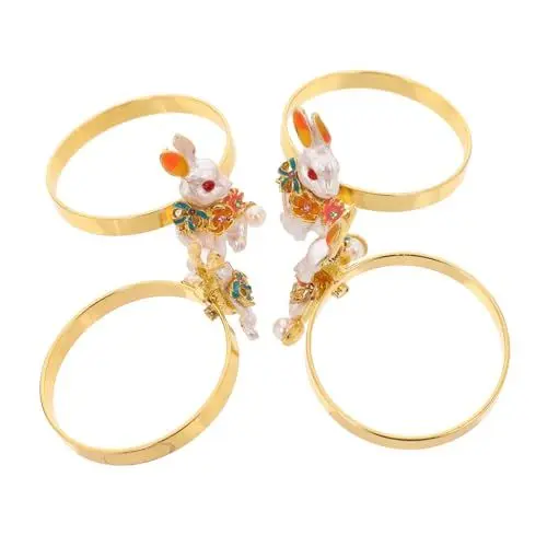 Produktbild: IMIKEYA 4 Stück Osterhasen-serviettenringe Serviettenhalter Aus Legierung Akzente Als Osterhase und Spielzeug- für Die Osterhasen-Party