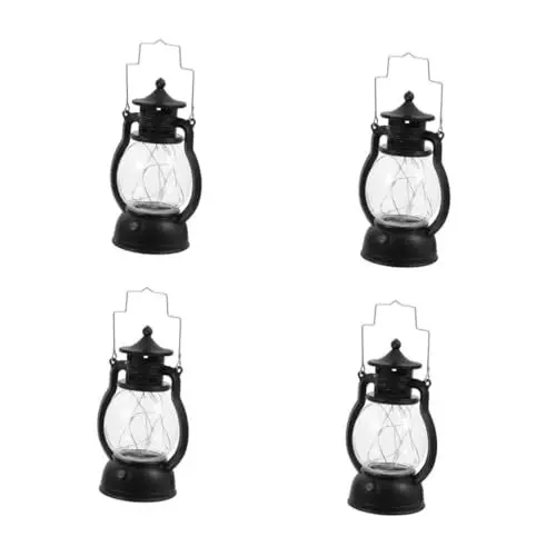 Produktbild: IMIKEYA 4 Stück Retro-öllampe Tragbares Zeltlicht Hängendes Zeltlicht Handzeltlicht Tragbare Campinglampe Hängende Campinglampe Tragbare Campingleuchte Zeltlampe Zeltzubehör Black Abs