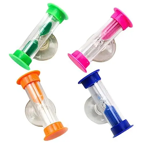 Produktbild: IMIKEYA 4 Stück Saugnapf-Sanduhr-zahnputz-Timer Für Kinder Saugnapf Sanduhr Saugnapf-Timer 2 Minuten Sanduhr Zahnbürste Sanduhr Desktop-Sanduhr Kleinkind Karikatur Plastik Ornamente