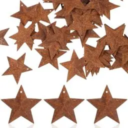 Produktbild: IMIKEYA 50 Stück Rostiger Stern klein Rost Deko weihnachten Sterne zum hängen Metallsterne Weihnachtsdeko Sterne Rostoptik Weihnachtsbaum Rostiger Sterne zum Basteln für Weihnachten Deko