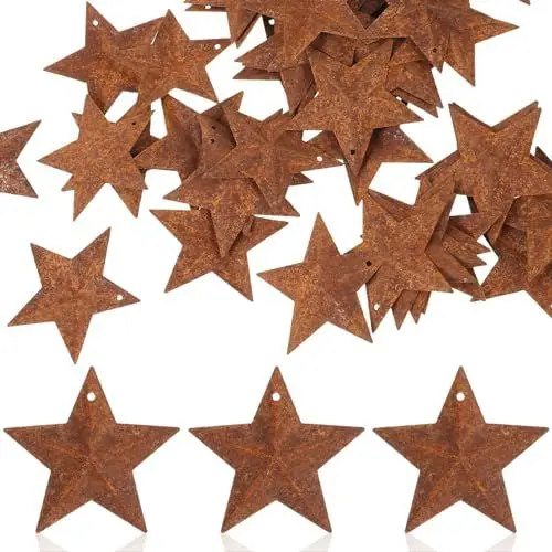 Produktbild: IMIKEYA 50 Stück Rostiger Stern klein Rost Deko weihnachten Sterne zum hängen Metallsterne Weihnachtsdeko Sterne Rostoptik Weihnachtsbaum Rostiger Sterne zum Basteln für Weihnachten Deko