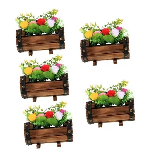 Produktbild: IMIKEYA 5St Blumentopf Topfhochzeitsblumendekor Künstliche Terrassenpflanzen Orchideentopf künstliche blüten Artificial Hochzeitsfeier Blumendekor Kunstblume mit Holztopf Seidentuch