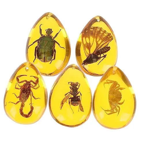 Produktbild: IMIKEYA 5St Harzstein Kristall Bernstein Kunsthandwerk aus Kunstharz ohrringe Armband-Anhänger Bernstein-Insektenmuster-Anhänger Schmuck schmücken Halskette liefert Probe