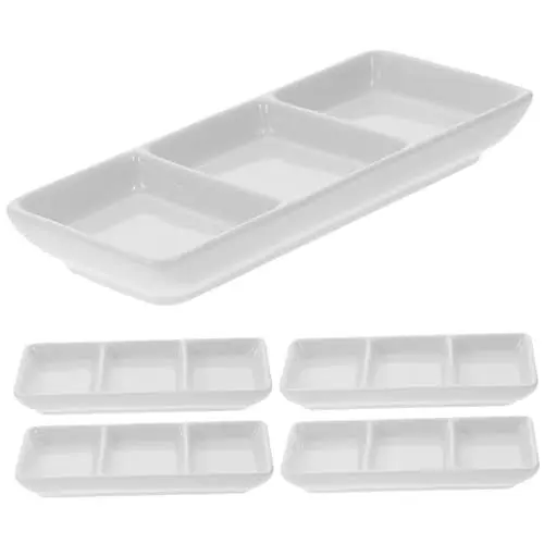 Produktbild: IMIKEYA Keramik-dipschalen-set – 3-gitter-keramik-dip-saucenschale Platzsparend Und Elegant Für Zuhause Und Gastronomie