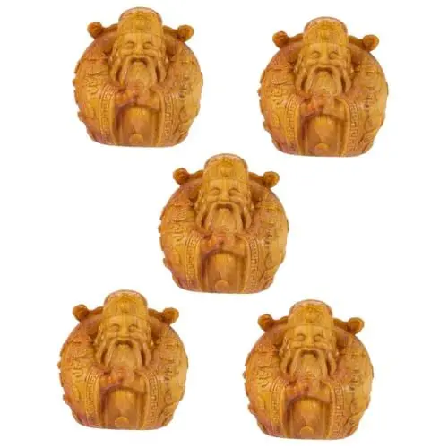 Produktbild: IMIKEYA 5st Gott des Reichtums-Statue Chinesische Figur des Reichtumsgottes Chinesische Wohlstandsstatue Feng Shui Autoverzierung Reichtum-sammelfiguren Holzdekor Miniatur Zypresse China