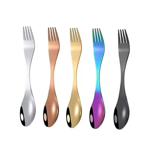 Produktbild: IMIKEYA 5st Party Geschirr Edelstahl Spork Wiederverwendbares Sporkbesteck Multifunktionslöffel Outdoor-aktivitäten Löffel Umweltfreundlicher Löffel Ein Körper Reisen