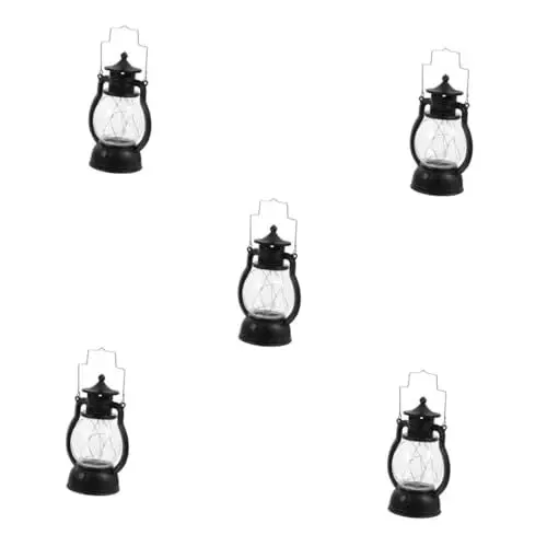 Produktbild: IMIKEYA 5st Retro-öllampe Campingversorgung Tragbare Zeltlampe Campinglaterne Hängende Campinglampe Tragbares Zeltlicht Zeltzubehör Griff Zeltlampe Alte Zeltlampe Handzeltlicht Led Black