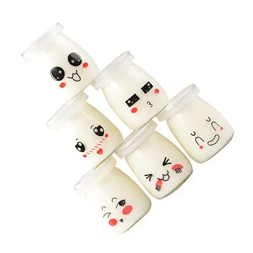 Produktbild: IMIKEYA 6St vitroleros para mini Glasflaschen für Babys Behälterglas Terrarien Dessertbecher Glasgefäß mit Deckel Geleegläser Milchflasche Marmelade Nuckelflasche Pudding Joghurt Container