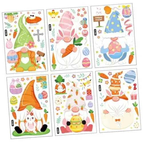 Produktbild: IMIKEYA 6 Blätter Aufkleber Frühlings-Fensterklammern Wandtattoos für Frühlingsferien fensterbild kinderzimmer osterbilder Applikationen Verzierungen Ostern haftet PVC