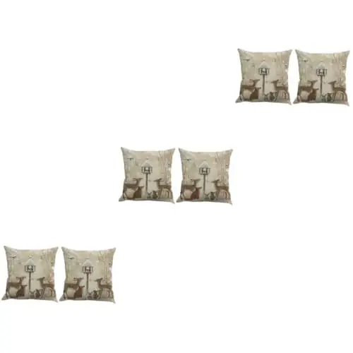 Produktbild: IMIKEYA 6stücke Teiliges Weihnachtsdruck Kissenbezug Mit Rentier- Dekorative Kissenhülle Für Wohnzimmer Couch Und Hotel Ohne Kissenfüllung Für Festliche Dekoration