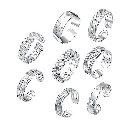 Produktbild: IMIKEYA 8 Stück Damen Zehenringe Kupfer Verziert mit Silberner Beschichtung Dekorative Fußschmuck für Sommerpartys und Strandoutfits für und Besondere Anlässe