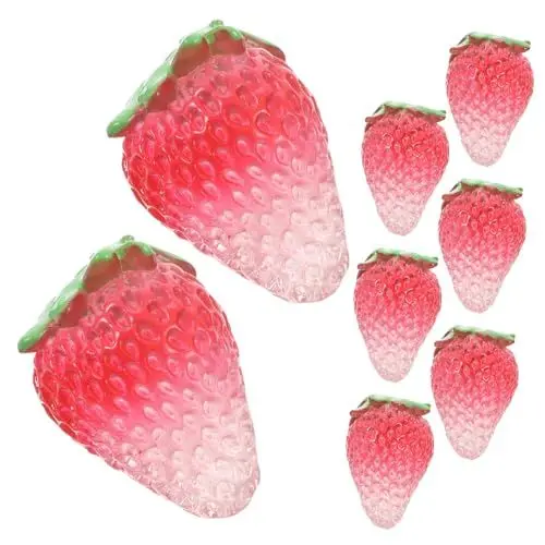 Produktbild: IMIKEYA Erdbeere Hause Künstliche Obst Set 8 Stücke Harz Charme für Dekorationen