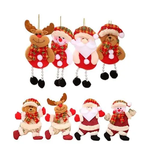 Produktbild: IMIKEYA 8er Set Weihnachtsbaum Hängedekoration Niedliche Weihnachtsfiguren Aus Stoff Als Christbaumschmuck Für Festliche Home Party Deko Inklusive Kleiner Und Großer Figuren Von