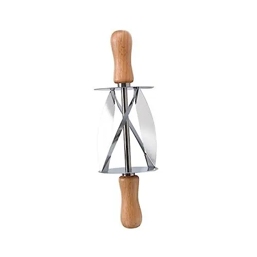 Produktbild: IMIKEYA Edelstahl Croissant Cutter Mit Holzgriff Präziser Teigroller Für Gleichmäßige Croissant-teigschneidungen Für Ihre Backkunst Im Heimischen Küchenbereich