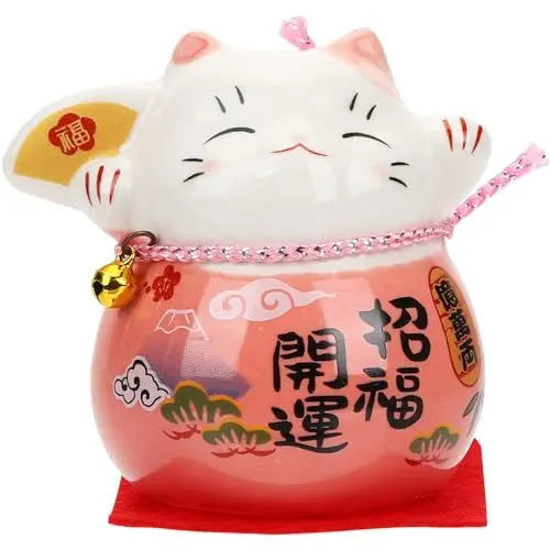 Produktbild: IMIKEYA Glückskatze Mini Maneki Neko Karemik Japanische Glückskatze Figur Maneki Neko Katze Dekofigur Feng Shui Winkekatze Deko Glücksbringer für Zuhause Auto Tischdeko