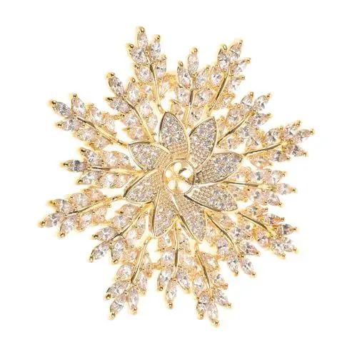 Produktbild: IMIKEYA Goldene Schneeflocken Brosche Für Damen Schicke Verzierung Für Kleidung Schals Und Hochzeitskleider Zirkonia Design Stilvolle Broschennadel Für Besondere Anlässe Perfektes