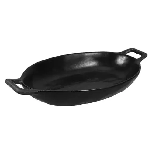 Produktbild: IMIKEYA 504 Schwarz Keramik Teller Doppel Griff Steak Salat Dessert Teller Porzellan Lebensmittel Servierplatte