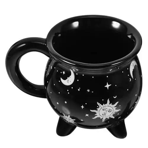 Produktbild: IMIKEYA Kessel-Kaffeetasse Hexenbrautasse Keramik-Trinkbecher 301–400 Ml Neuheit Gothic-Kessel Schüsselgriff Trinkbecher Mini-Topf Für Süßigkeiten Milch Tee Halloween 1