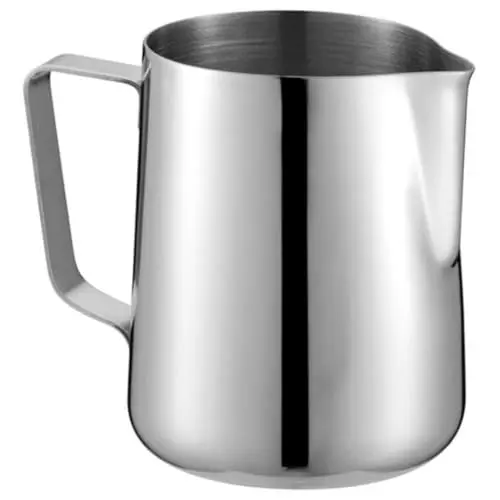 Produktbild: IMIKEYA Milchaufschäumkrug 350 Ml Espresso-Dampfkrug Mit Deckel Milchkaffee Heiße Latte Cappuccino Milchkännchen Silber