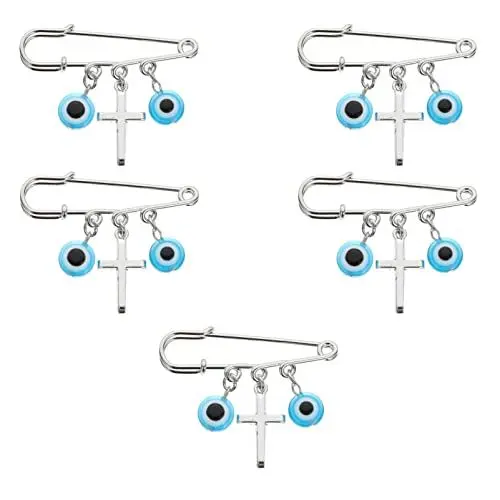 Produktbild: IMIKEYA Nazar Boncuk Sicherheitsnadel Brosche Türkische Blau Böser Blick Amulett Abzeichen Brosche Pins Anstecknadel Glücksbringer Schmucknadel Medaillon Pin für Weihnachten Geschenkidee 5 Stück