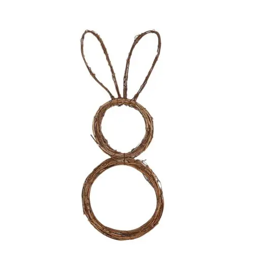Produktbild: IMIKEYA Rattan-Kaninchen-Girlande Ostern Türgirlande Ostertür Ostern-tür-Swag Ostern Türkranz Osterhasen-Ornamente Kranzrahmen Aus Rattan Hasenkranz Girlande Osterfront Feder Hochzeit