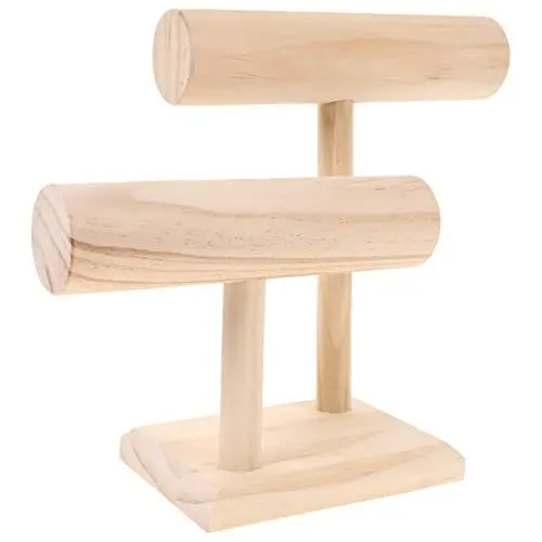 Produktbild: IMIKEYA Schmuckständer für Armbänder, 2 Rollen Holz Schmuckständer Armbandständer Beige Schmuckhalter Organizer für Halsketten, Armbänder
