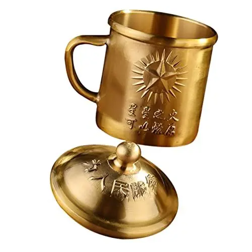 Produktbild: IMIKEYA Teetasse aus Messing Kaffeebecher Camping-Kaffeetasse Kaffeetassen mit Deckel Trink Gläser Kupferbecher zum Trinken Wasserbecher verdicken Bierkrug Bronze- becher aus edelstahl