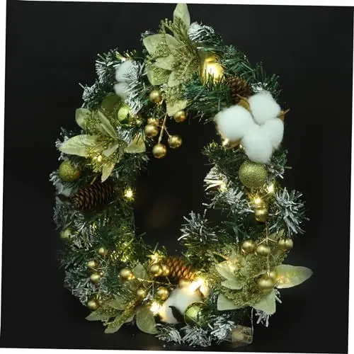 Produktbild: IMIKEYA Weihnachtskranz beleuchtete Weihnachtskränze Weihnachtsgirlande mit Lichtern schmücken Kränze für die Haustür Dekoration für Weihnachtsfeiern Weihnachts-Türkranz-Anhänger PVC
