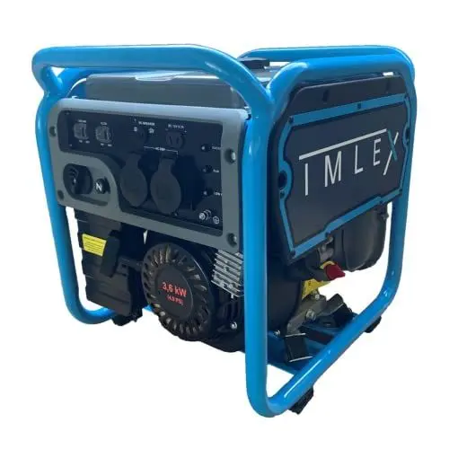 Produktbild: IMLEX Stromerzeuger IM-INV3500 - Benzin Generator 3500 Watt Maximal - 8L Tank mit Füllstandanzeige, 230V Steckdosen - Leiser, Robuster Antriebsmotor, Überlastschutz