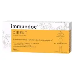 Produktbild: immundoc DIREKT Trinkfläschchen, Immunsystem auf Knopfdruck, 12 Stück à 10ml, Nahrungsergänzungsmittel mit natürlichem Vitamin C aus Acerola, Vitamin D3, E, Zink und Selen