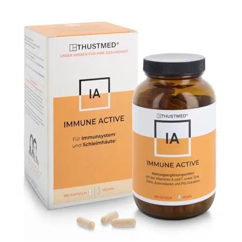 Produktbild: Immune Active - 180 Kapseln, hochdosierte Vitamine A und C, Aminosäuren, L-Lysin und Glycin, als Basisversorgung für ein gesundes Immunsystem, vegan, produziert in Deutschland