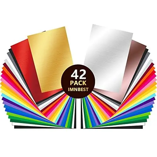 Produktbild: ImnBest 42 Stück Selbstklebende Vinylfolie, 30.5 * 20.5 cm Vinyl Blätter für verschiedene Farbfolien für Cricut,Abziehbilder