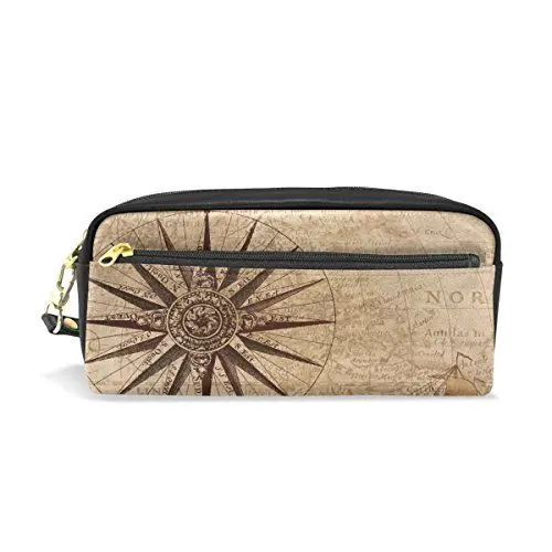 Produktbild: imobaby Retro Kompass Tragbare Tasche PU Leder Schulstifteetui Stifteetui Stifteetui für Kinder Wasserdicht Kosmetik Tasche Make-up Beauty Case