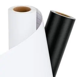 Produktbild: IModeur 30,5 x 458 cm Vinylfolie Plotter Schwarz und Weiß Matt - 2 Rolle Plotterfolie Vinyl Selbstklebend für Cricut Machines, Silhouette Cameo, die meisten Schneidemaschine