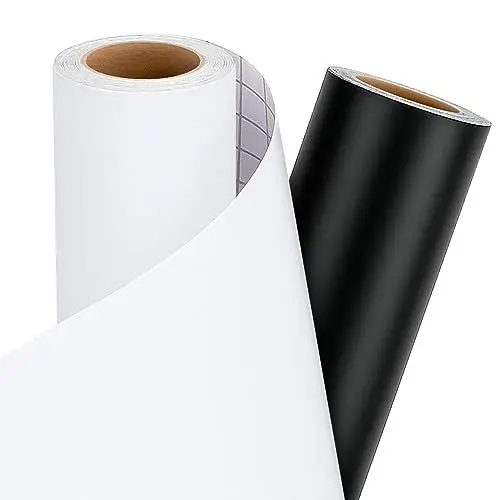 Produktbild: IModeur 30,5 x 458 cm Vinylfolie Plotter Schwarz und Weiß Matt - 2 Rolle Plotterfolie Vinyl Selbstklebend für Cricut Machines, Silhouette Cameo, die meisten Schneidemaschine