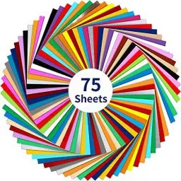 Produktbild: IModeur 75 Stück Vinylfolie Plotter (30,5 x 30,5 cm) – Plotterfolie Vinyl in 38 verschiedenen Farben (matt und glänzend) für Schneidemaschinen, Geburtstagsfeiern, Heimdeko