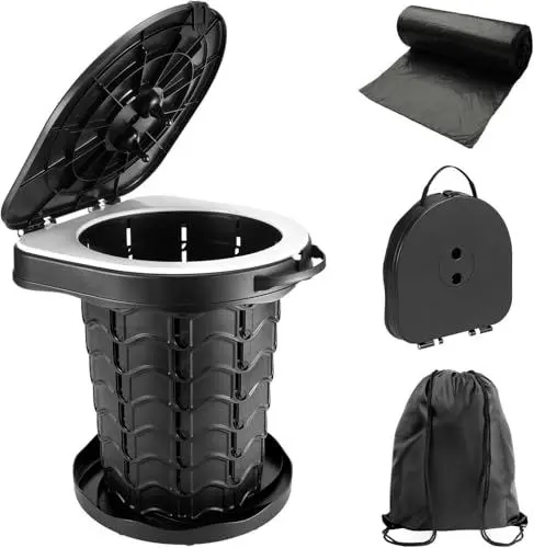 Produktbild: imodomio Campingtoilette Faltbar, Camping Trenntoilette(WC) mit Deckel, Mobile Toilette mit 10 Bio-Toilettenbeuteln, ideal für Camping, Wandern, Angeln, Partys.Tragkraft bis 180kg.