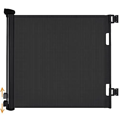 Produktbild: iMoebel Türschutzgitter Treppenschutzgitter Ausziehbar Breite 0-140cm Höhe 83cm, Rollgitter Absperrgitter Treppenschutzrollo für Baby Kinder Welpen, Schwarz