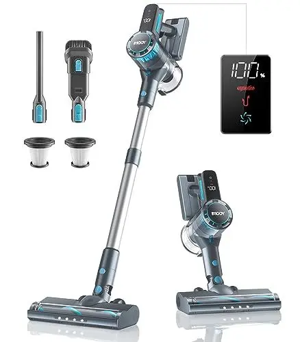 Produktbild: IMOOY Akku Staubsauger, 26Kpa/380W Staubsauger Kabellos, 45 Minuten Laufzeit, kabelloser staubsauger mit Bürstenloser Motor, akkusauger für Hartboden Teppich Tierhaare