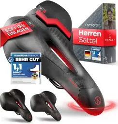 Produktbild: Impact® Fahrradsattel Herren (ComfortFit) - Bequemer ergonomischer Fahrrad Sattel, Ideal für MTB & Rennrad - Komfortabler Sattel Fahrrad Herren - Innovative Fahrradsättel als Fahrradsitz Memory Foam